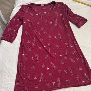Soma Burgundy Nightshirt with Cocktail Print